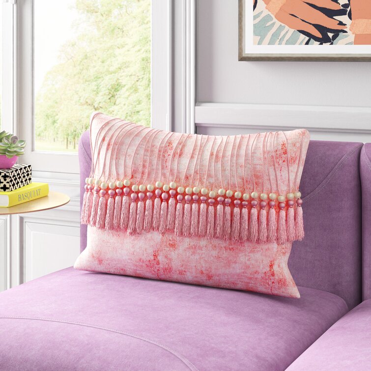 Blush velvet lumbar online pillow